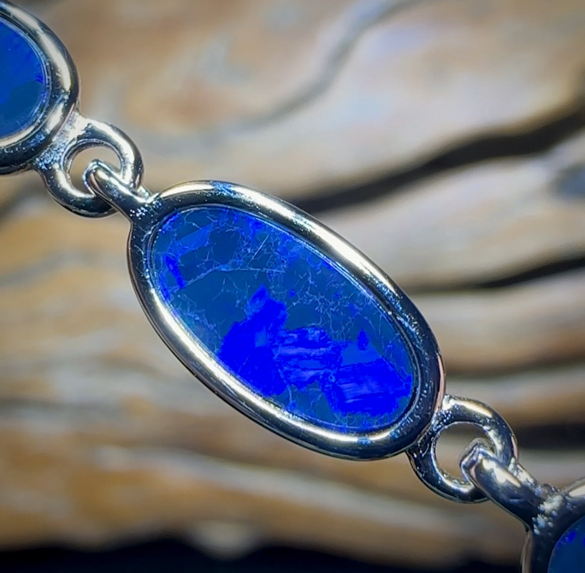 Sterling Silver - Australian Boulder Doublet Opal Bracelet