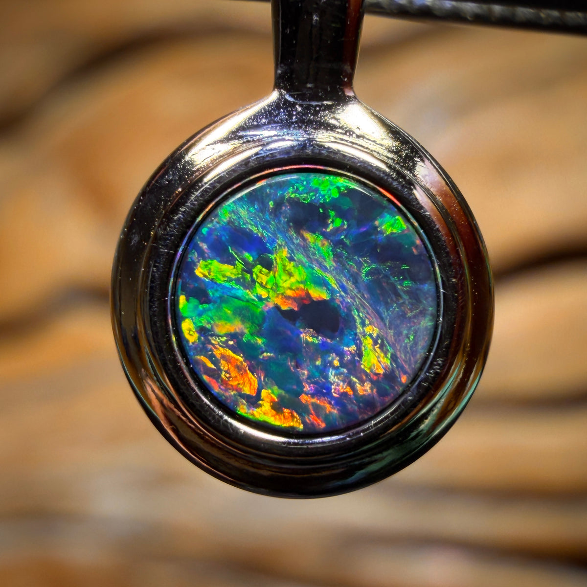 Sterling Silver - Queensland Boulder Opal Doublet Pendant. Top Multi Fire