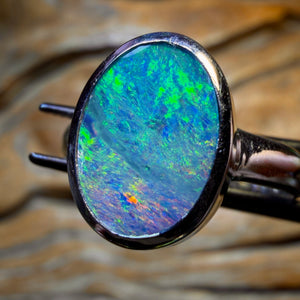 Bargain Card! Sterling Silver - Queensland Boulder Opal Doublet Ring