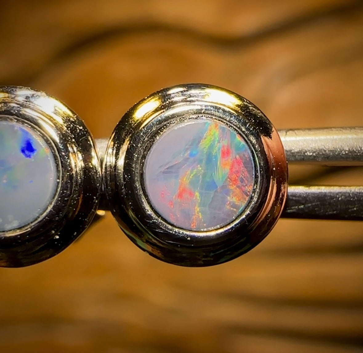 Sterling Silver - Australian Boulder Opal Doublet Stud Earrings Red/Multi. Bulk Listing