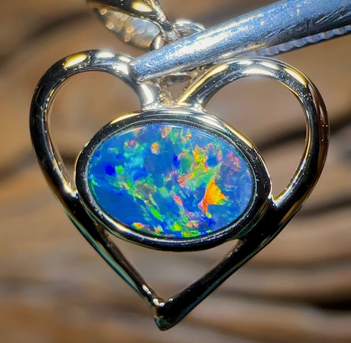 14k Gold - Queensland Boulder Opal Doublet Pendant - Opal Whisperers