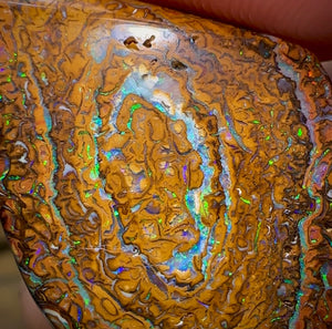 31.3cts - Double Sided Yowah Nut Opal Specimen. Orange Tribal Pattern