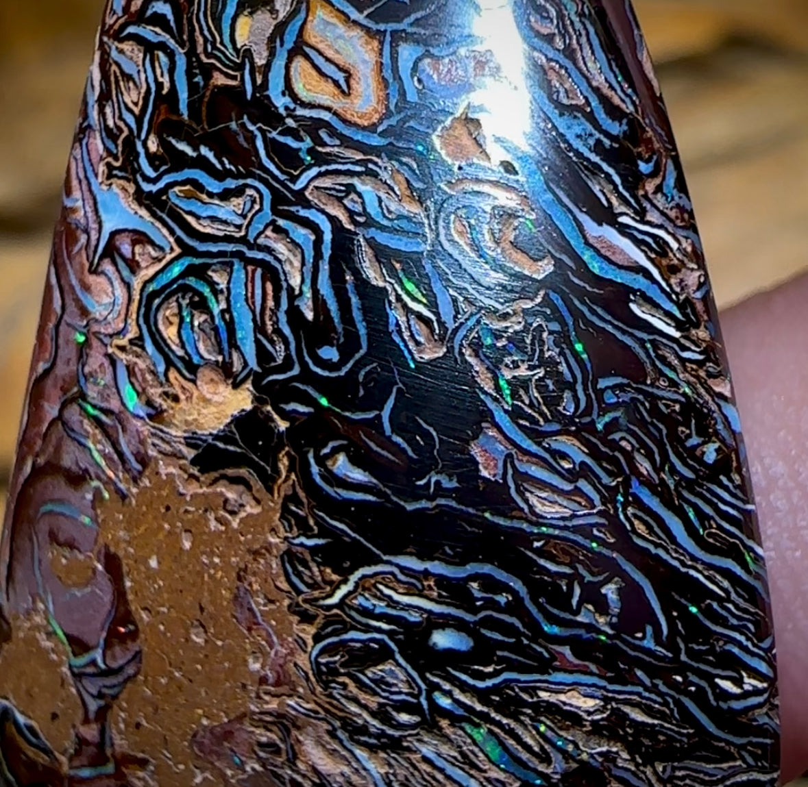 54.9cts - Wow Tribal Queensland Boulder Opal. Dark Ironstone - Opal Whisperers