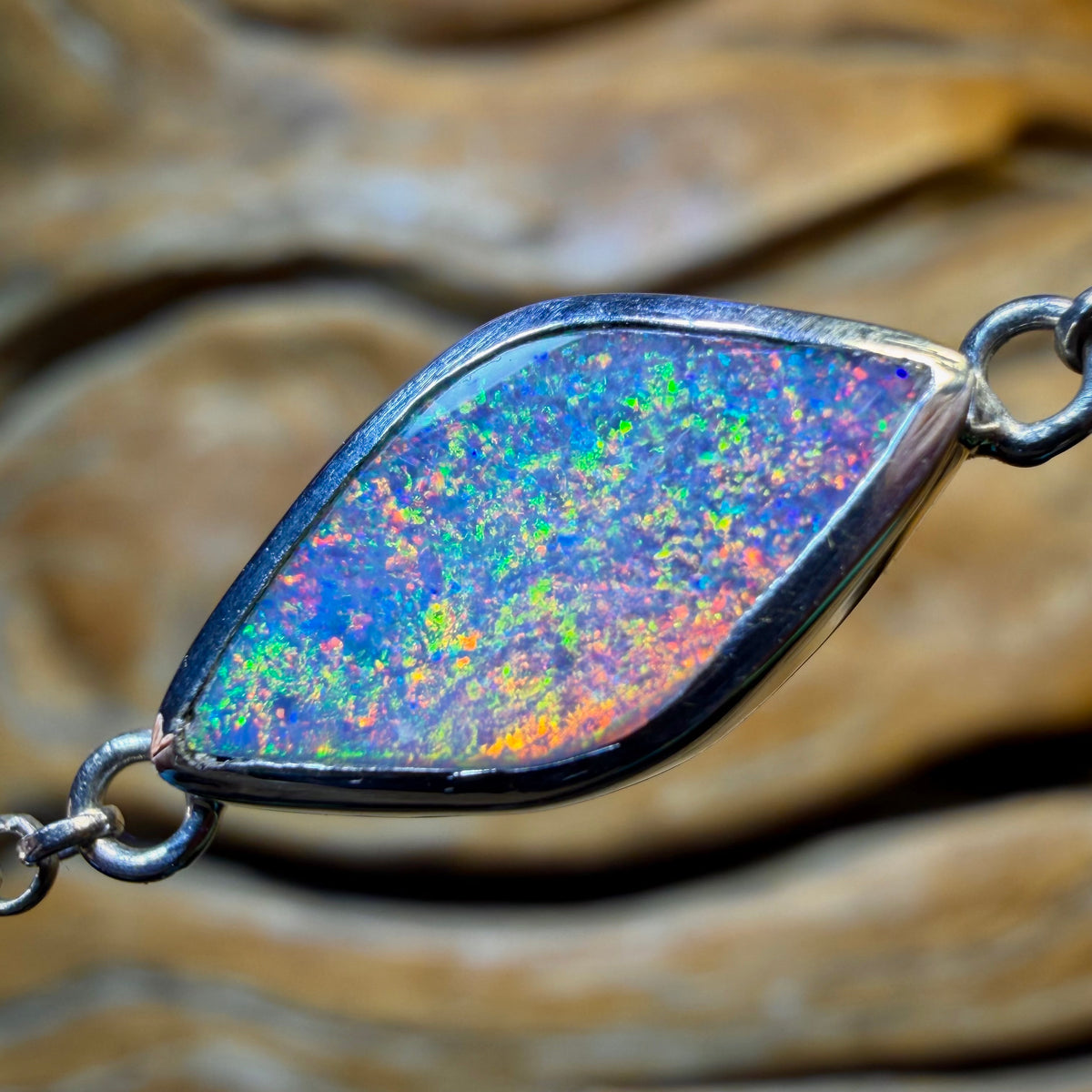 Sterling Silver - Australian Boulder Doublet Opal Bracelet