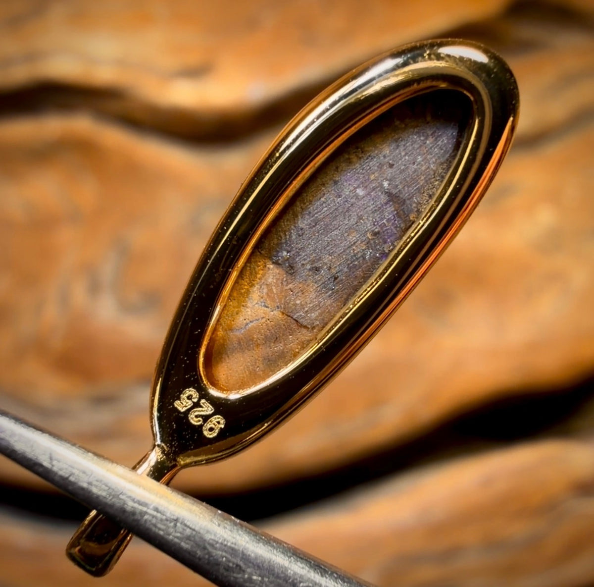 Sterling Silver Gold Plated- Queensland Boulder Opal Doublet Pendant