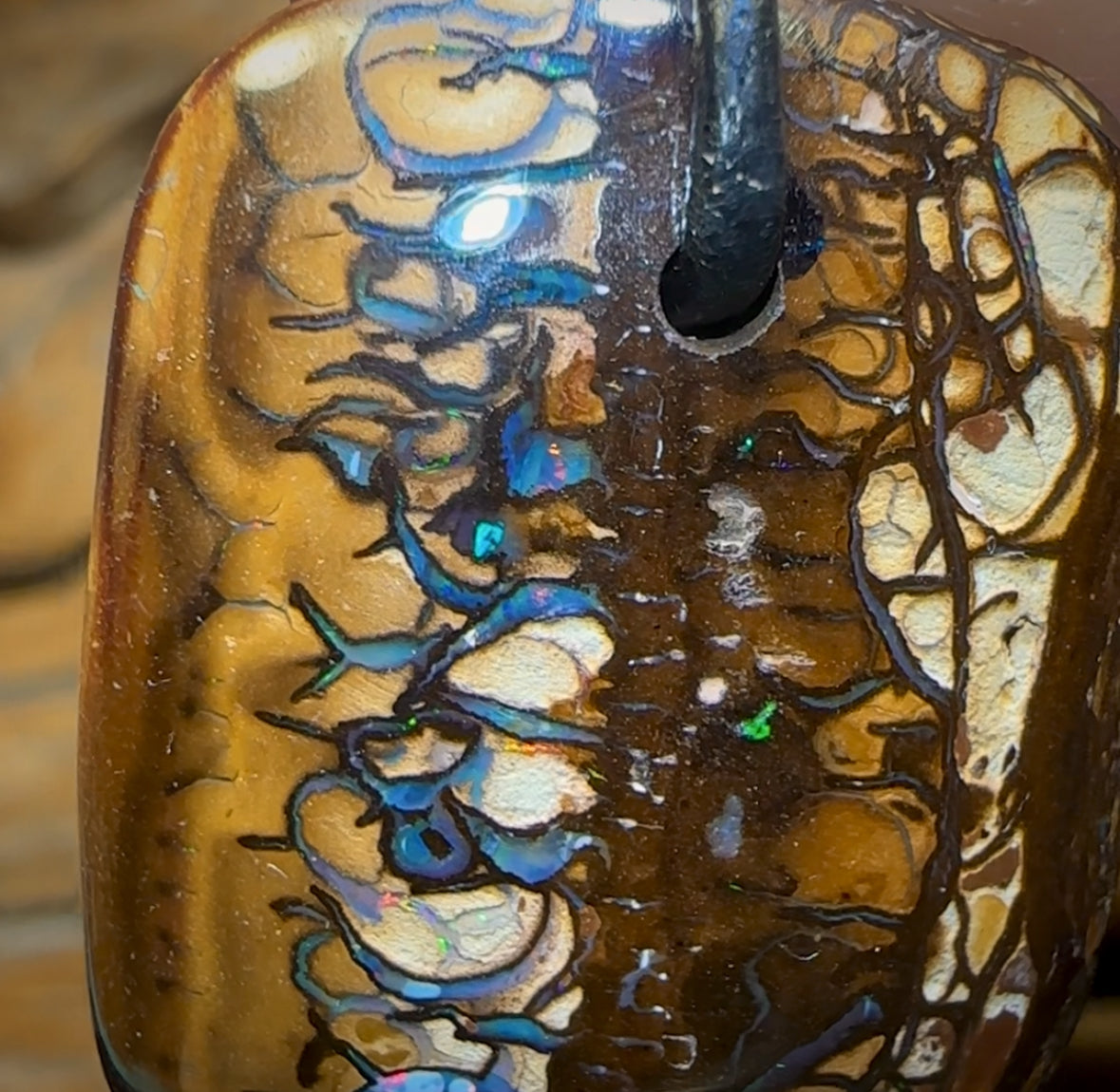 29 x 24mm - Awesome Tribal Drilled Australian Boulder Opal Necklace