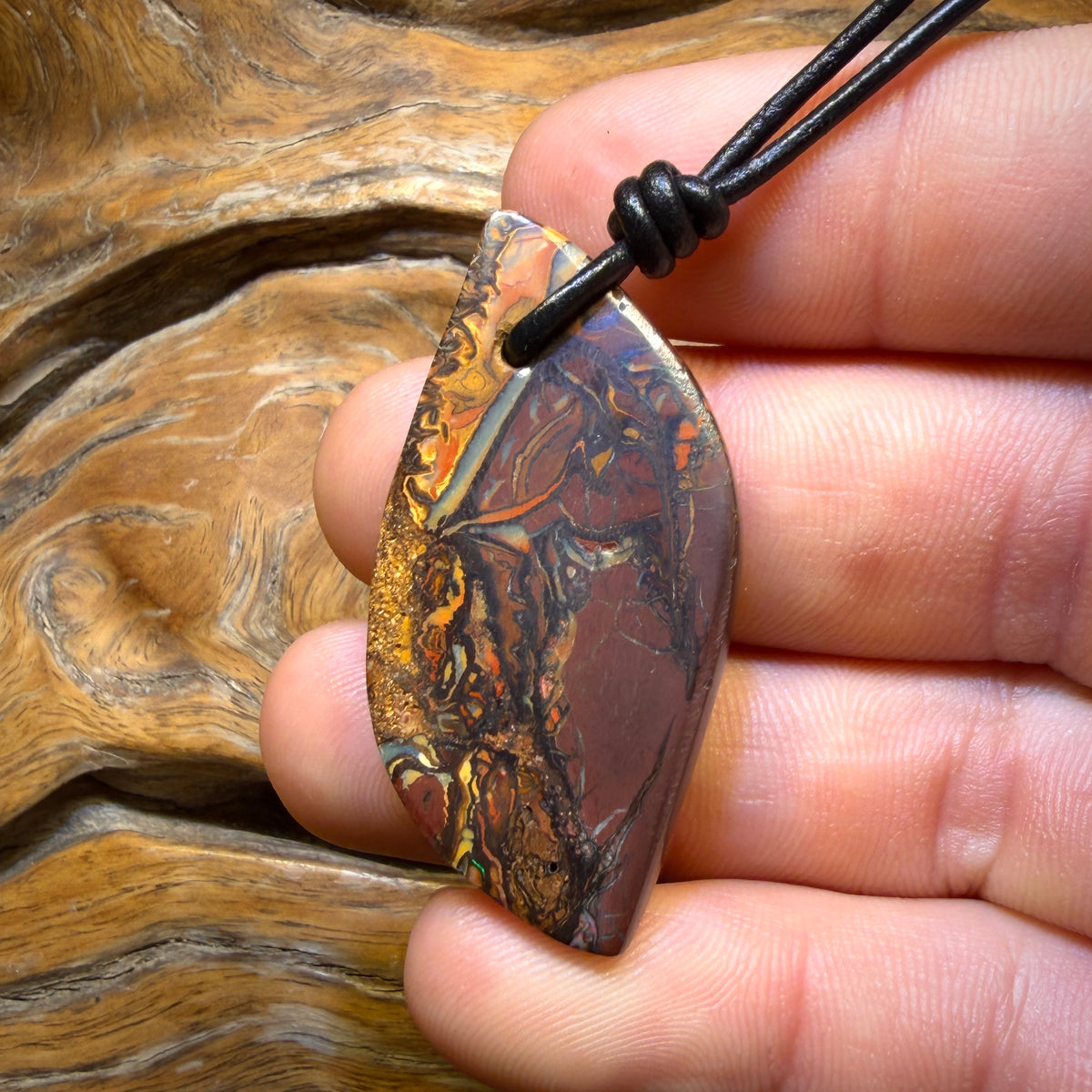 43 x 22mm - Drilled Tribal Queensland Boulder Opal Necklace