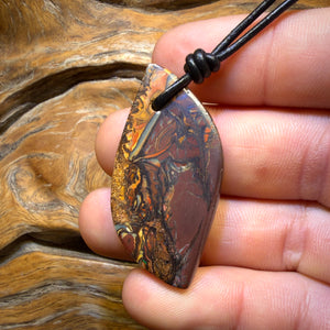 43 x 22mm - Drilled Tribal Queensland Boulder Opal Necklace