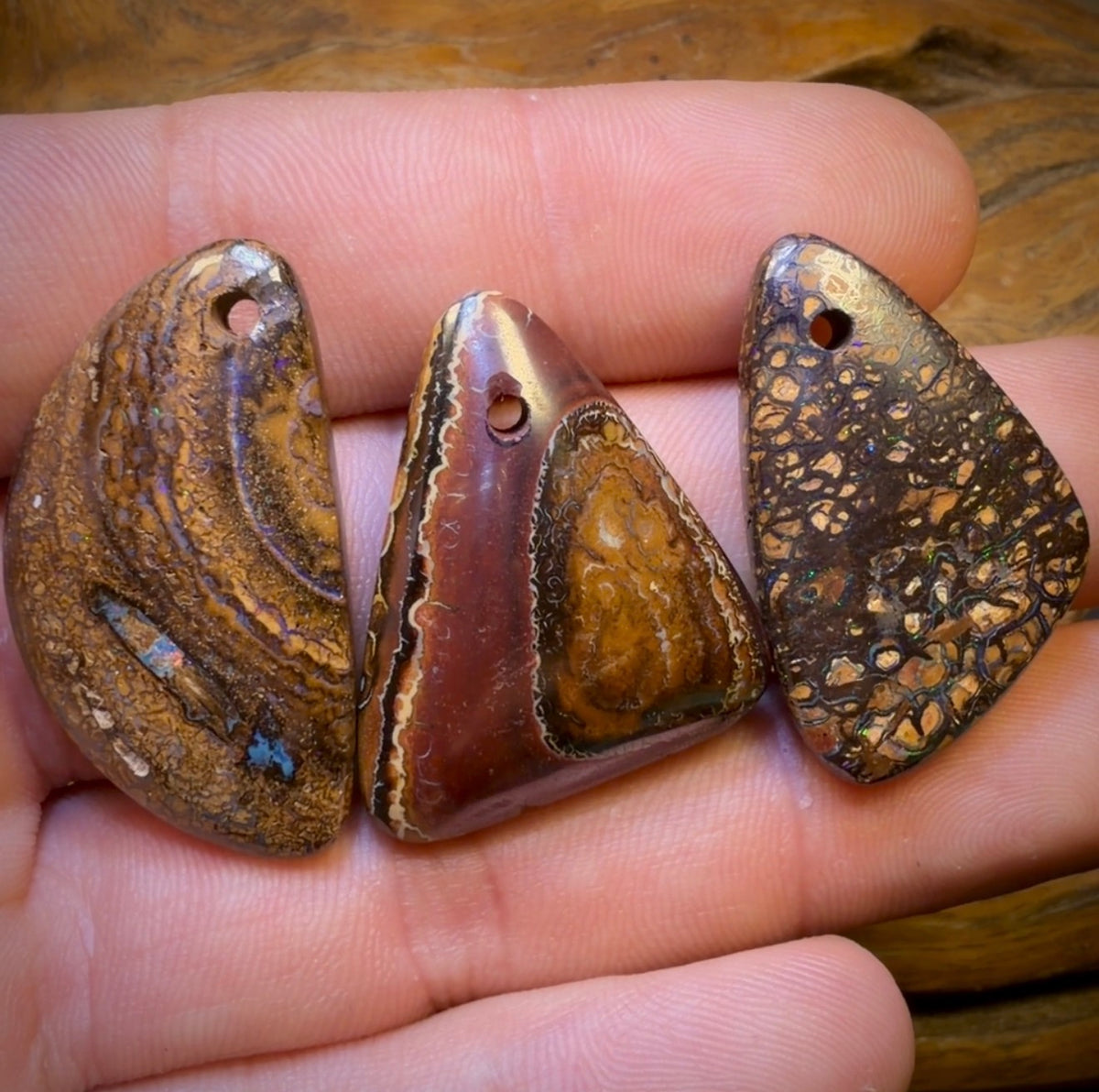 99.1cts - 3x Drilled Queensland Boulder Opals. Wholesale Parcel