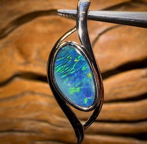 Sterling Silver - Queensland Boulder Opal Doublet Pendant HALF PRICE BARGAIN