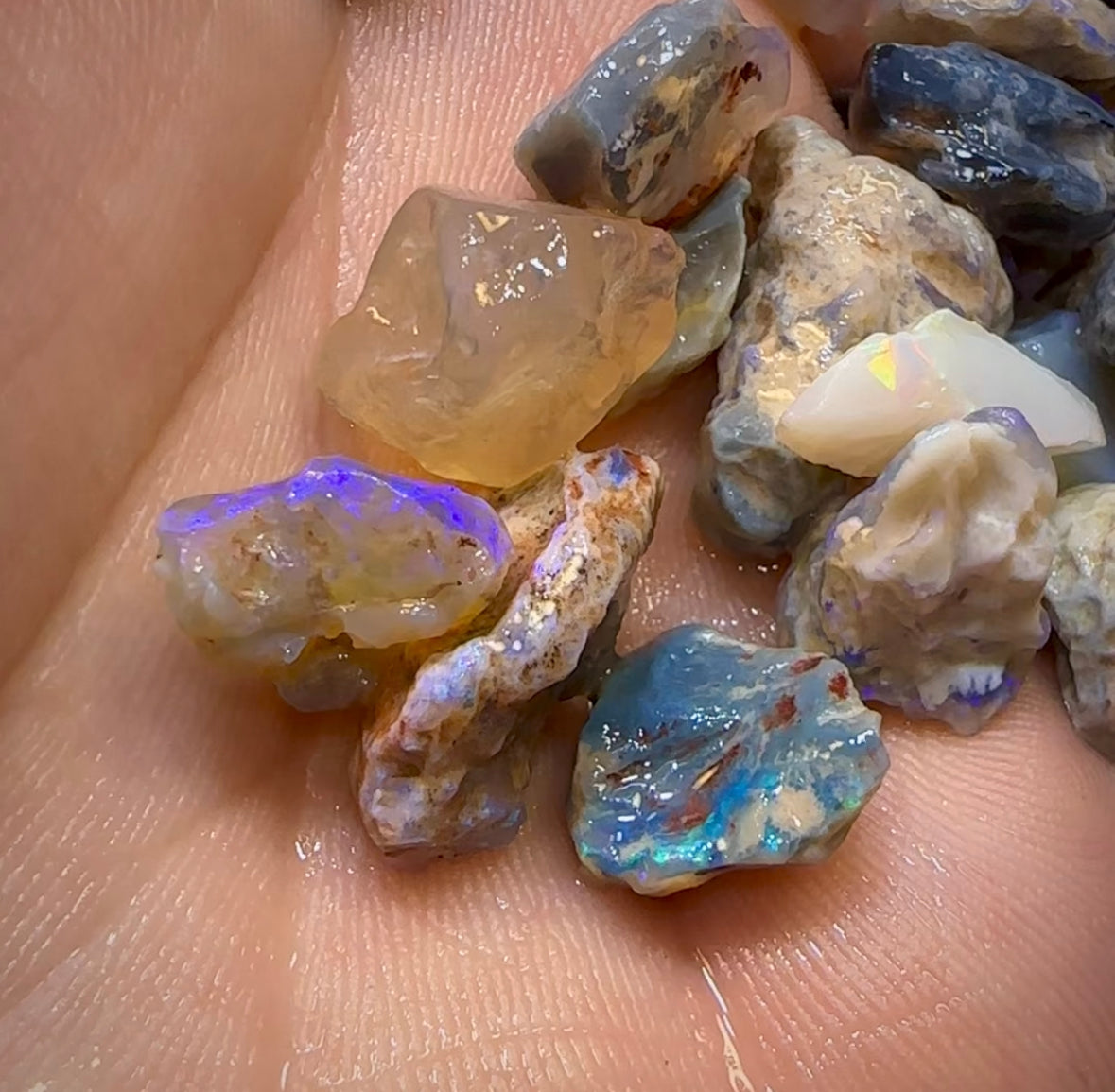 152.8cts - 32x Lightning Ridge Crystal, Dark and Black Opal Rough. Less than $10/piece - Opal Whisperers