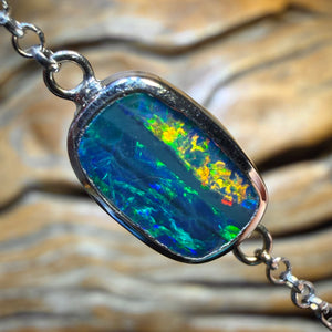 HDW Sterling Silver - Australian Boulder Doublet Opal Bracelet