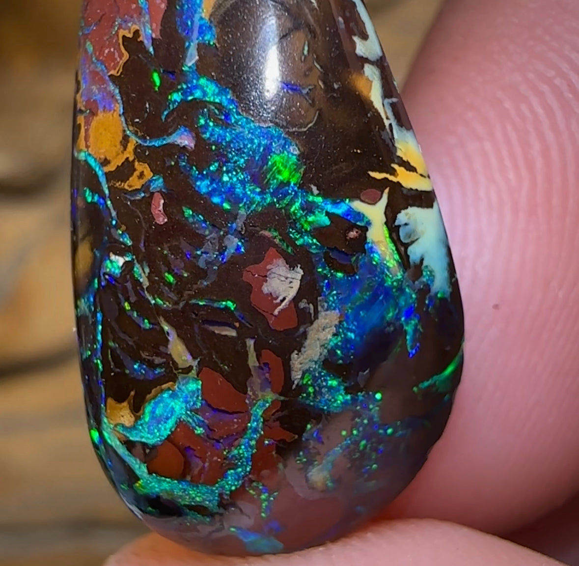 19.4cts - Electric Top Tribal Australian Boulder Opal from Koroit - Opal Whisperers