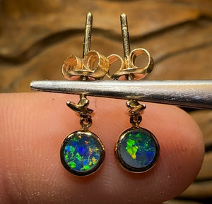 14k Gold - Queensland Boulder Doublet Earrings - Opal Whisperers