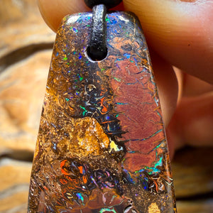 Wildcard! 38 x 23mm - Drilled Tribal Queensland Boulder Opal Necklace