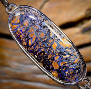 Sterling Silver - Solid Australian Boulder Opal Bracelet