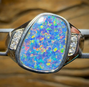 Sterling Silver - TOP Australian Boulder Opal Doublet Ring - Opal Whisperers