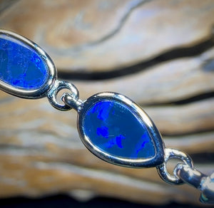 Sterling Silver - Australian Boulder Doublet Opal Bracelet