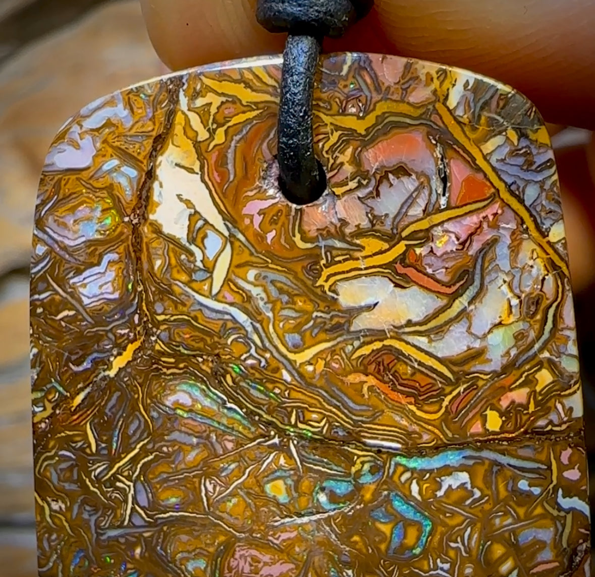 37 x 28mm - Wow Tribal Drilled Tan Boulder Opal Necklace