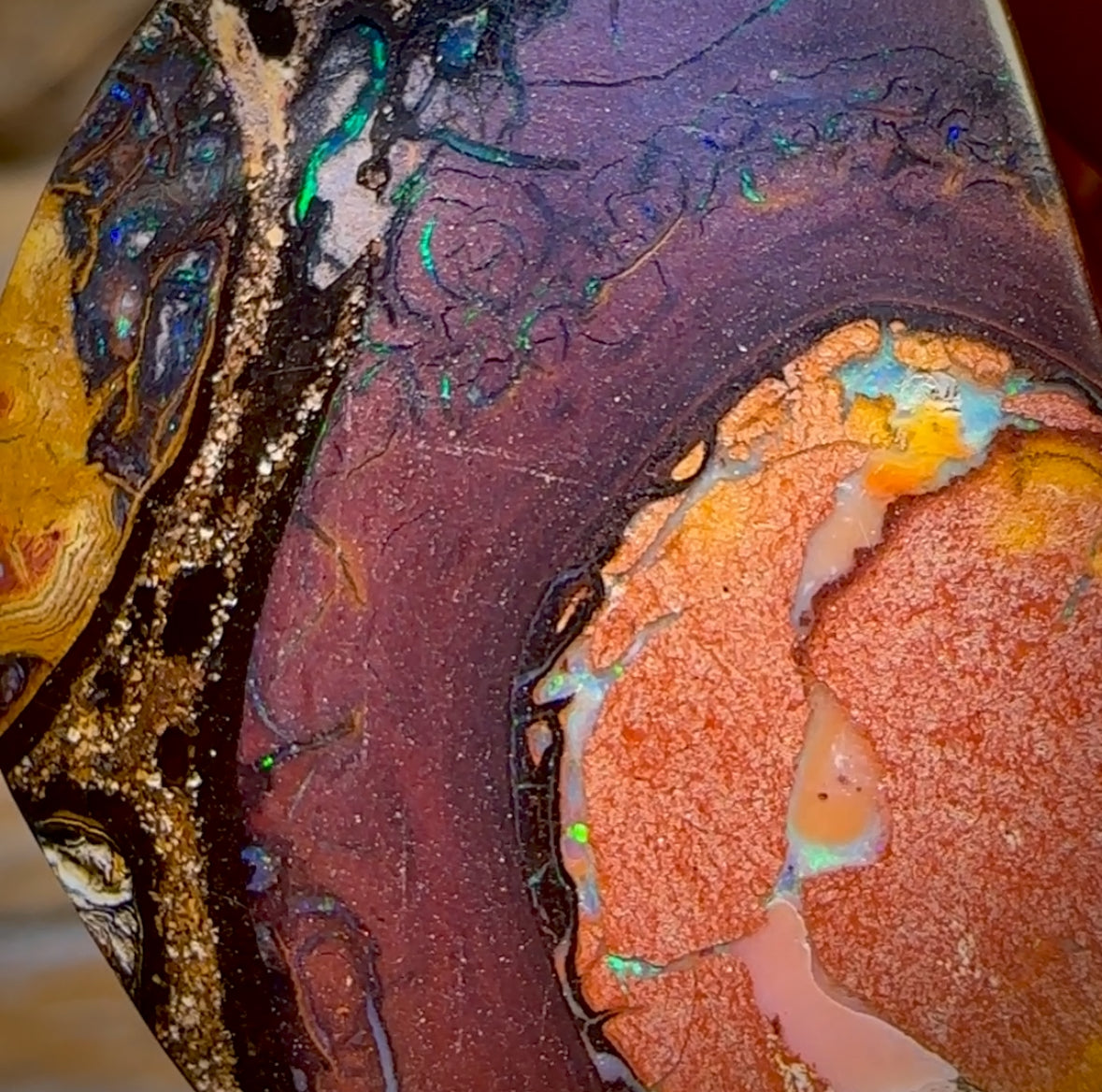 34 x 22mm - “Man in the Moon” Drilled Australian Tribal Boulder Opal Necklace