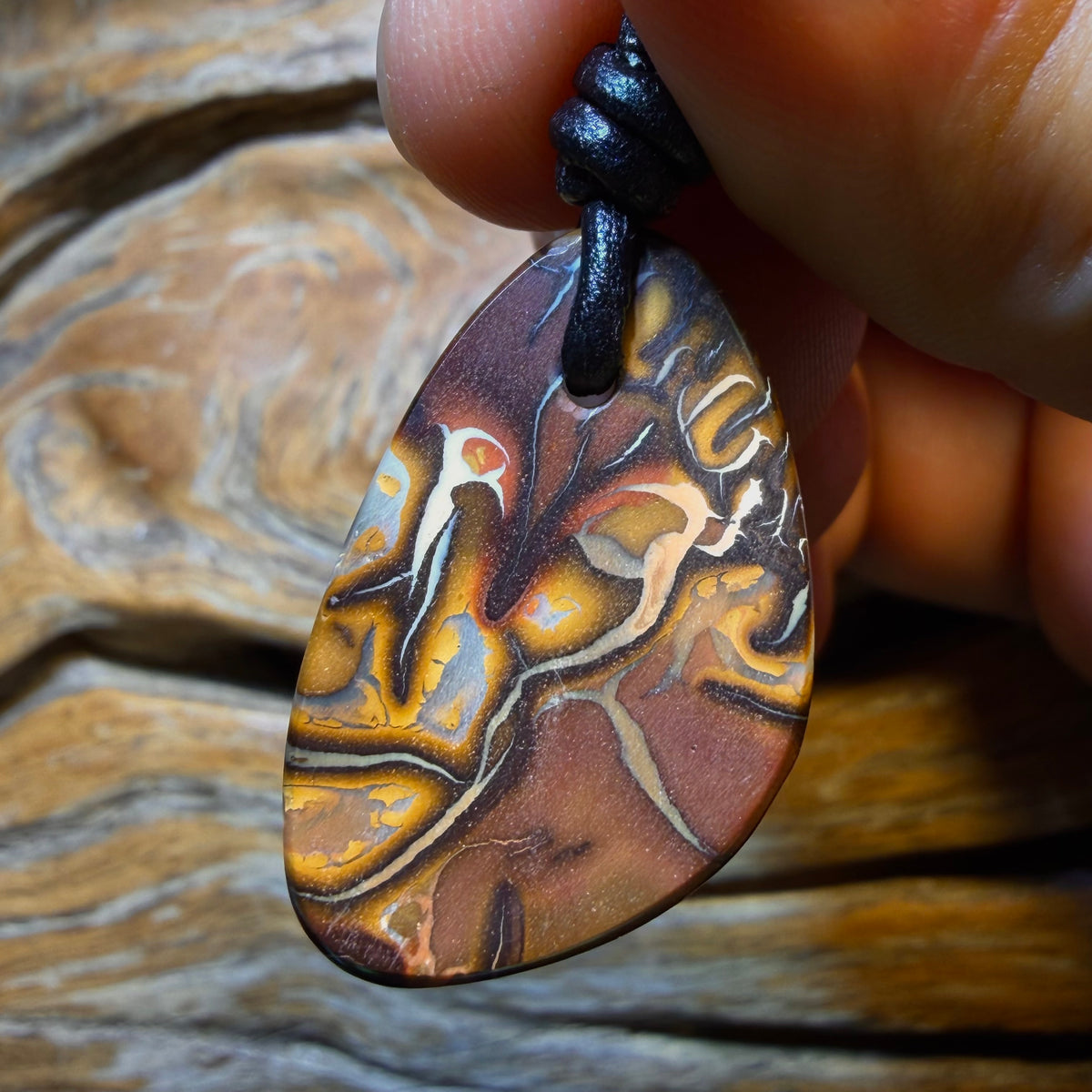 31 x 19mm - Drilled Tribal Queensland Boulder Opal Necklace
