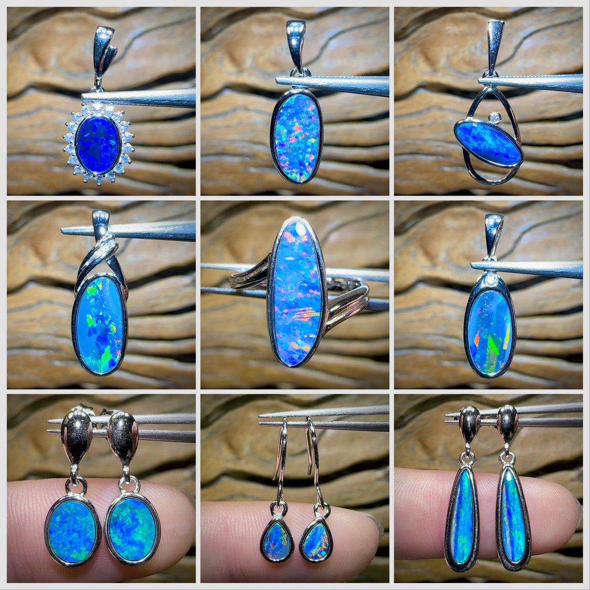 Sterling Silver - WHOLESALE 9 PIECE MIXED PARCEL. Australian Boulder Opal Doublet Jewellery - Opal Whisperers