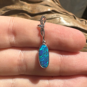 14k White Gold Doublet Opal Pendant - Hand Made - Opal Whisperers