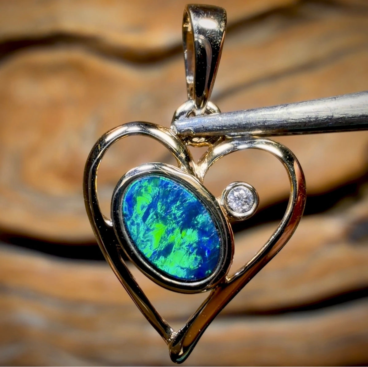 14k Gold - Queensland Boulder Opal Doublet Pendant