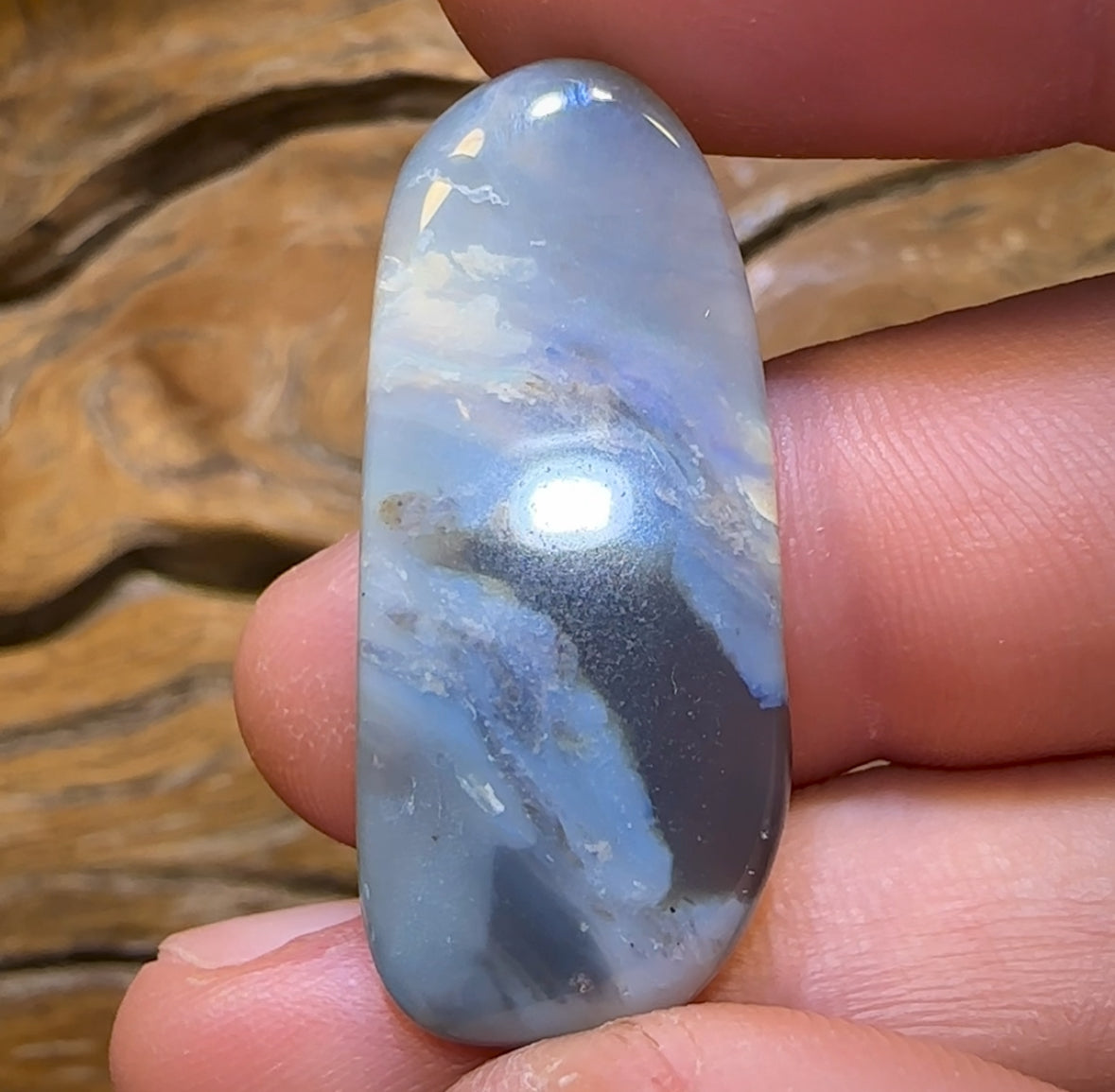 Carvers Delight 28.4cts - Lightning Ridge Semi Black Opal Rub