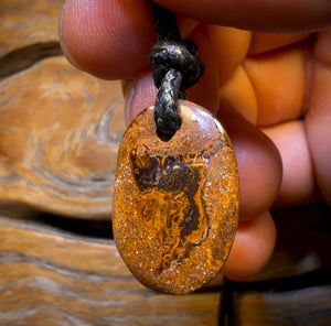 24 x 17mm - Drilled Pastel Kernel Boulder Opal Pendant w/ Eco Friendly Vegan Cord