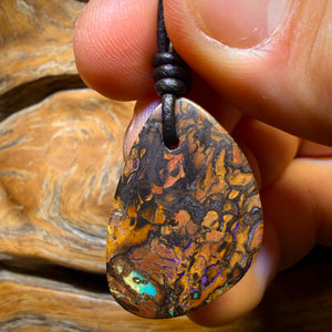 31 x 21mm - Drilled Tribal Queensland Boulder Opal Necklace