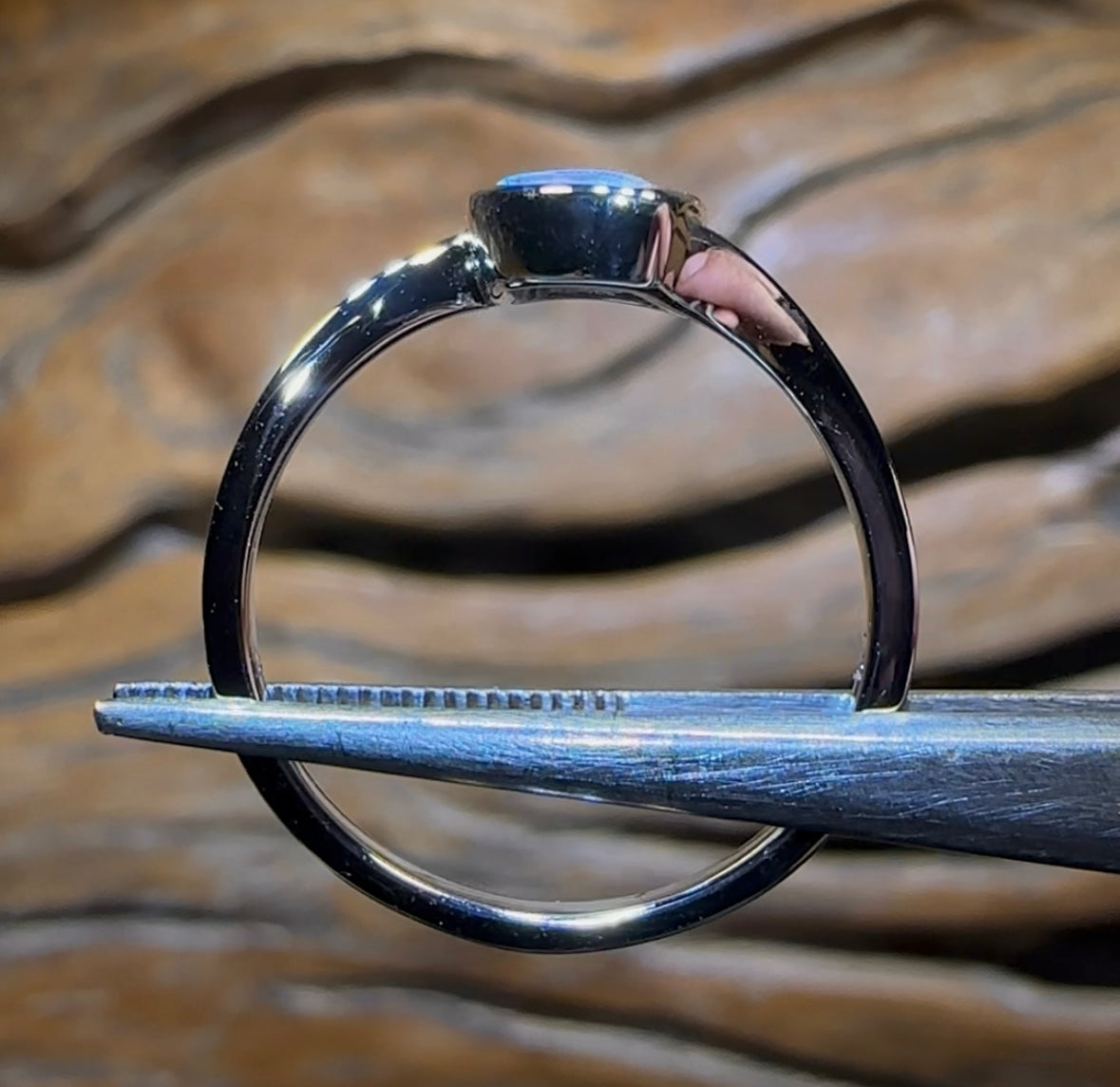 14k White Gold - Solid South Australian Crystal Opal Ring - Opal Whisperers