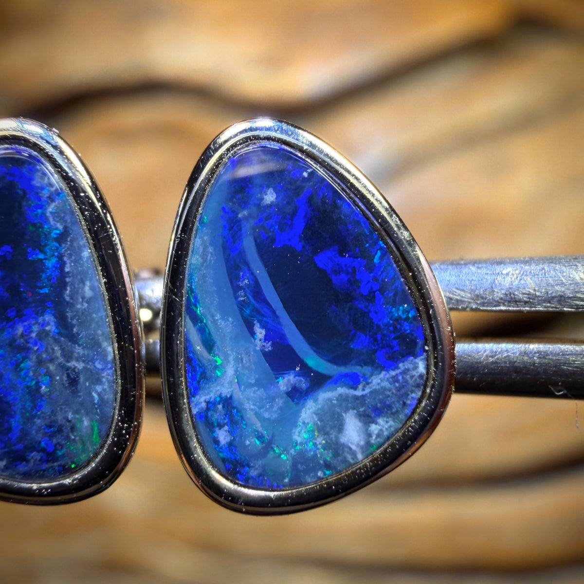 Sterling Silver - Australian Boulder Opal Doublet Stud Earrings