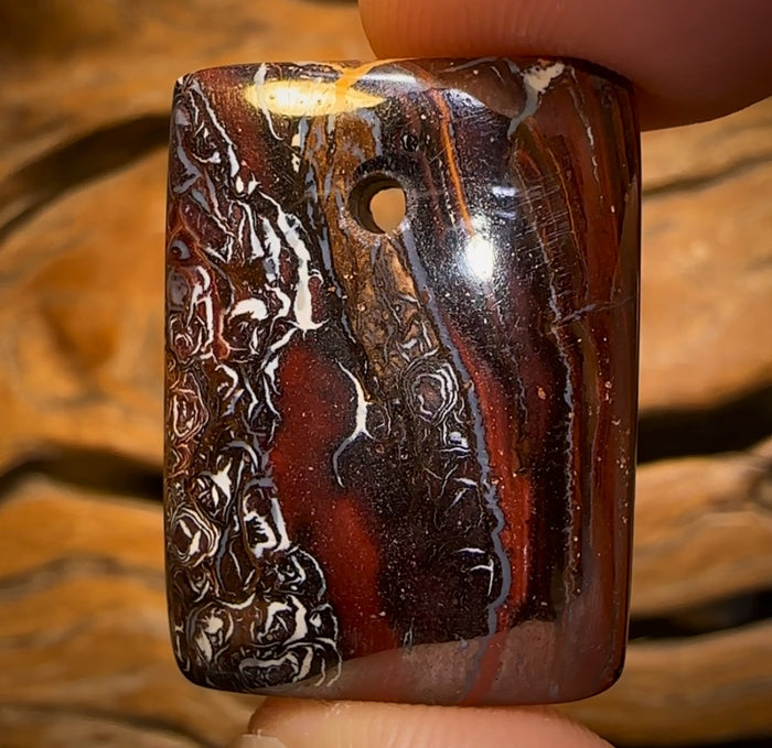 Opale boulder tribale Koroit percée, 28 x 20 mm