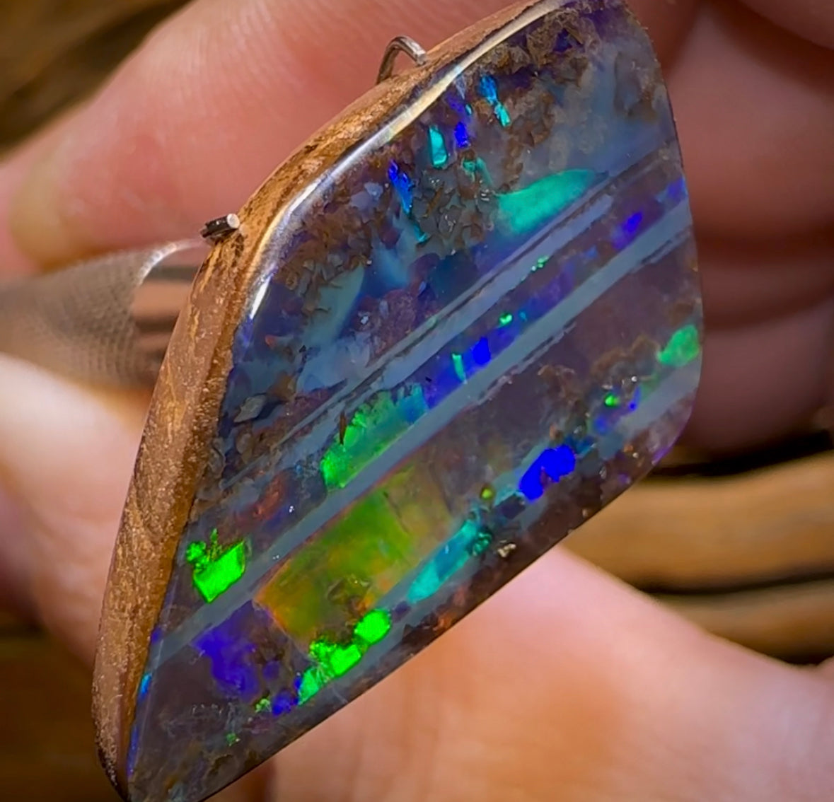 20.8cts - “Checkered Flag Lane” TOP Queensland Boulder Seam Opal