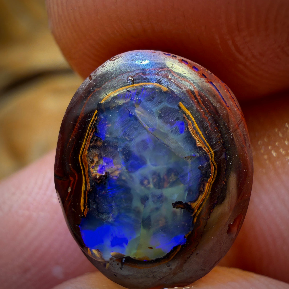10.6cts - Yowah Nut Fully Framed Crystal Centre Opal Rub