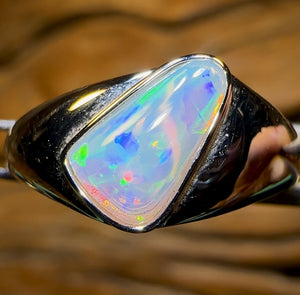 Auction Fall-Through = Your Gain! 🔥 Now 50% Off RRP 🚨  14k White Gold - Solid South Australian Crystal Unisex Opal Ring