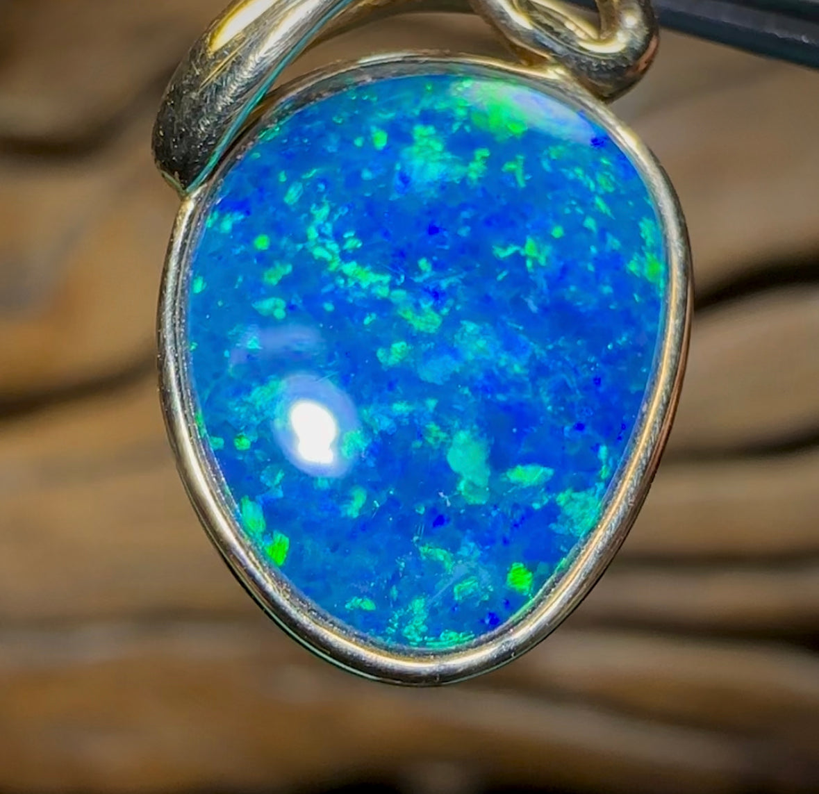 14k Gold - Australian Boulder Opal Doublet Pendant - Opal Whisperers