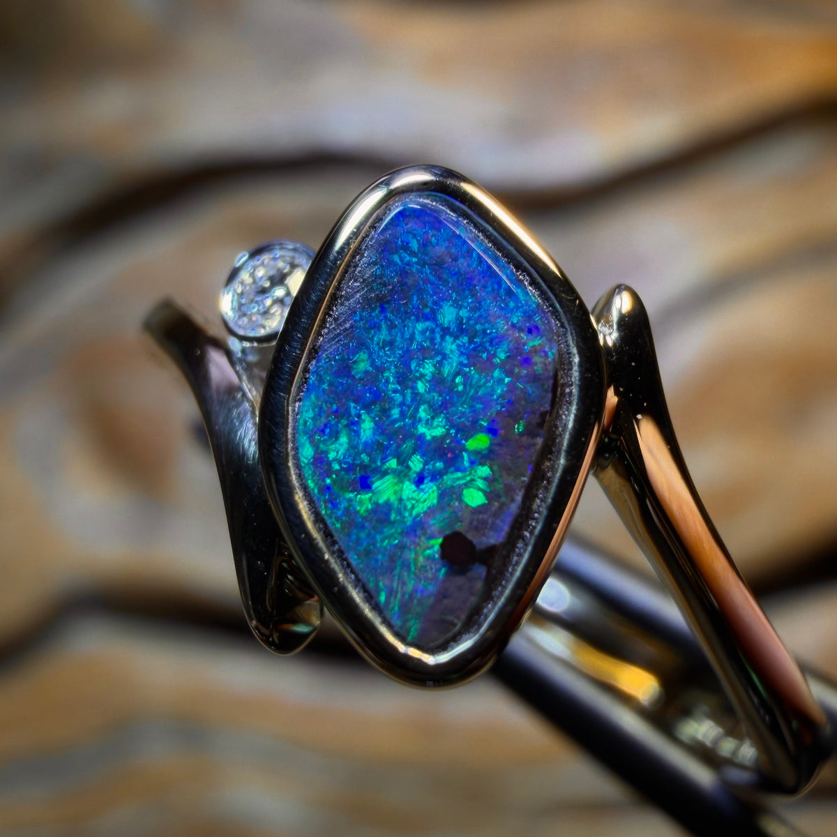 14k Gold - NEW Isaac Design Solid Queensland Boulder Opal Ring