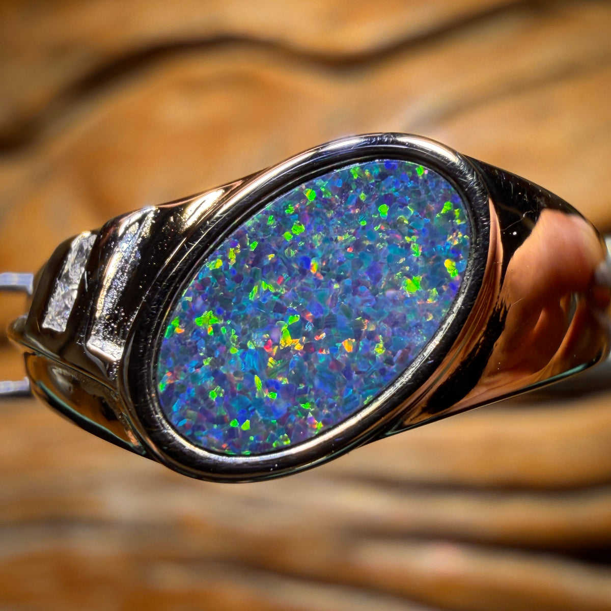 Sterling Silver - UNISEX Queensland Boulder Opal Doublet Ring