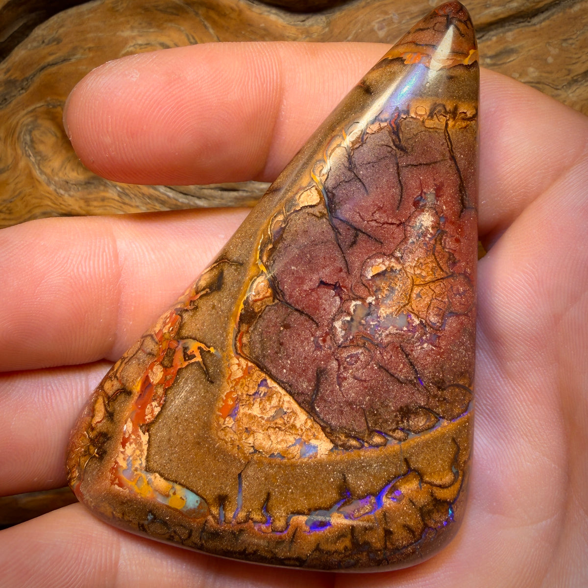 344,2 cts - Opale boulder australienne tribale massive couleur beige. Double face.