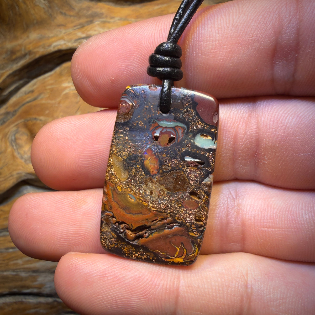 34 x 21mm - Drilled Tribal Queensland Boulder Opal Necklace