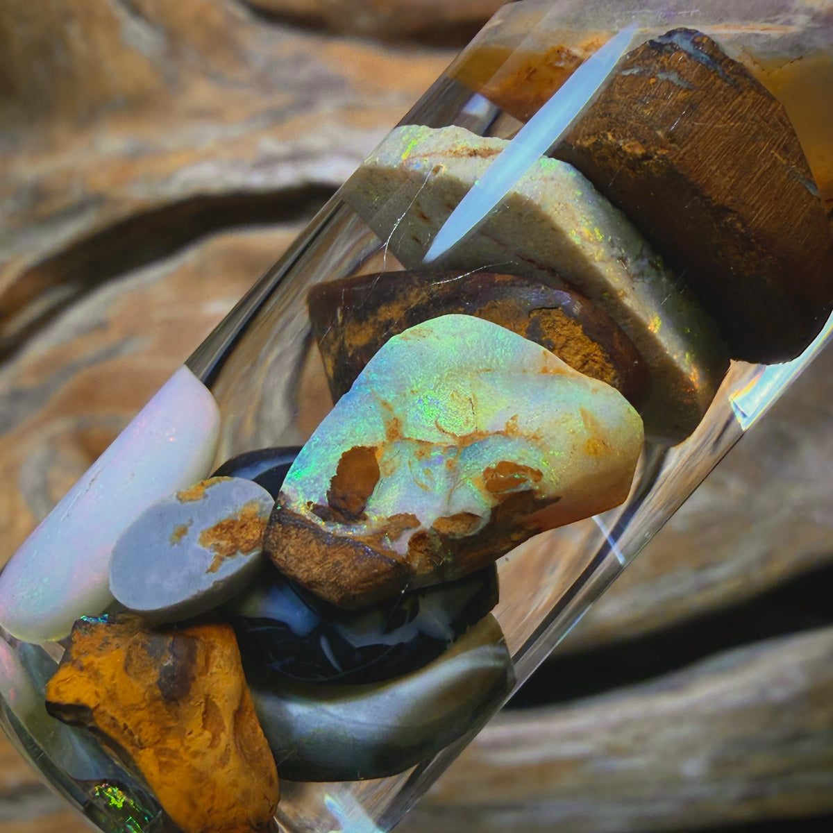 Dad Card! 127cts - Vial of Mixed Australian Boulder Opal Rough and Rubs