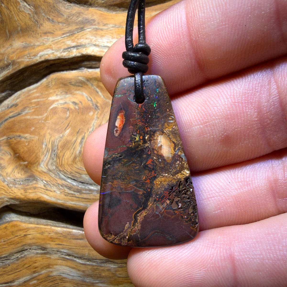 Wildcard! 38 x 23mm - Drilled Tribal Queensland Boulder Opal Necklace
