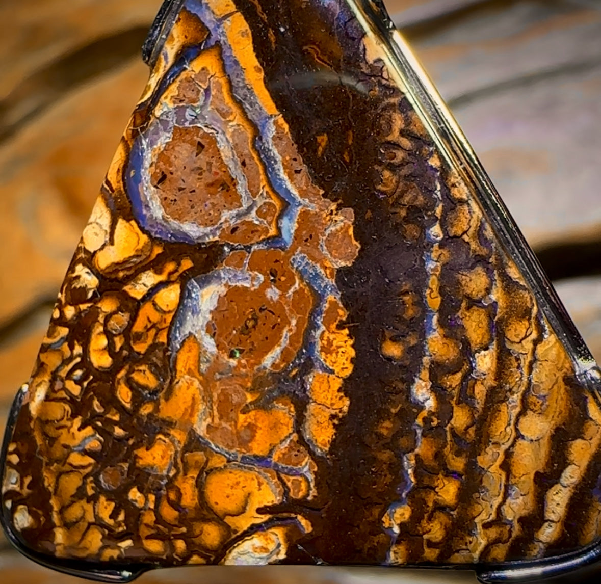 Daddy Rock Sterling Silver - UNISEX Large Solid Tribal Boulder Opal Pendant