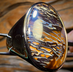 OMG DADDY XL Sterling Silver - Solid Tribal Boulder Opal Ring. Unisex