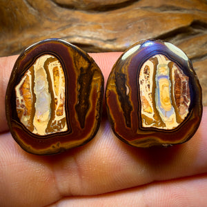 62.1cts - Yowah Nut Partial Crystal Centre Opal Pair