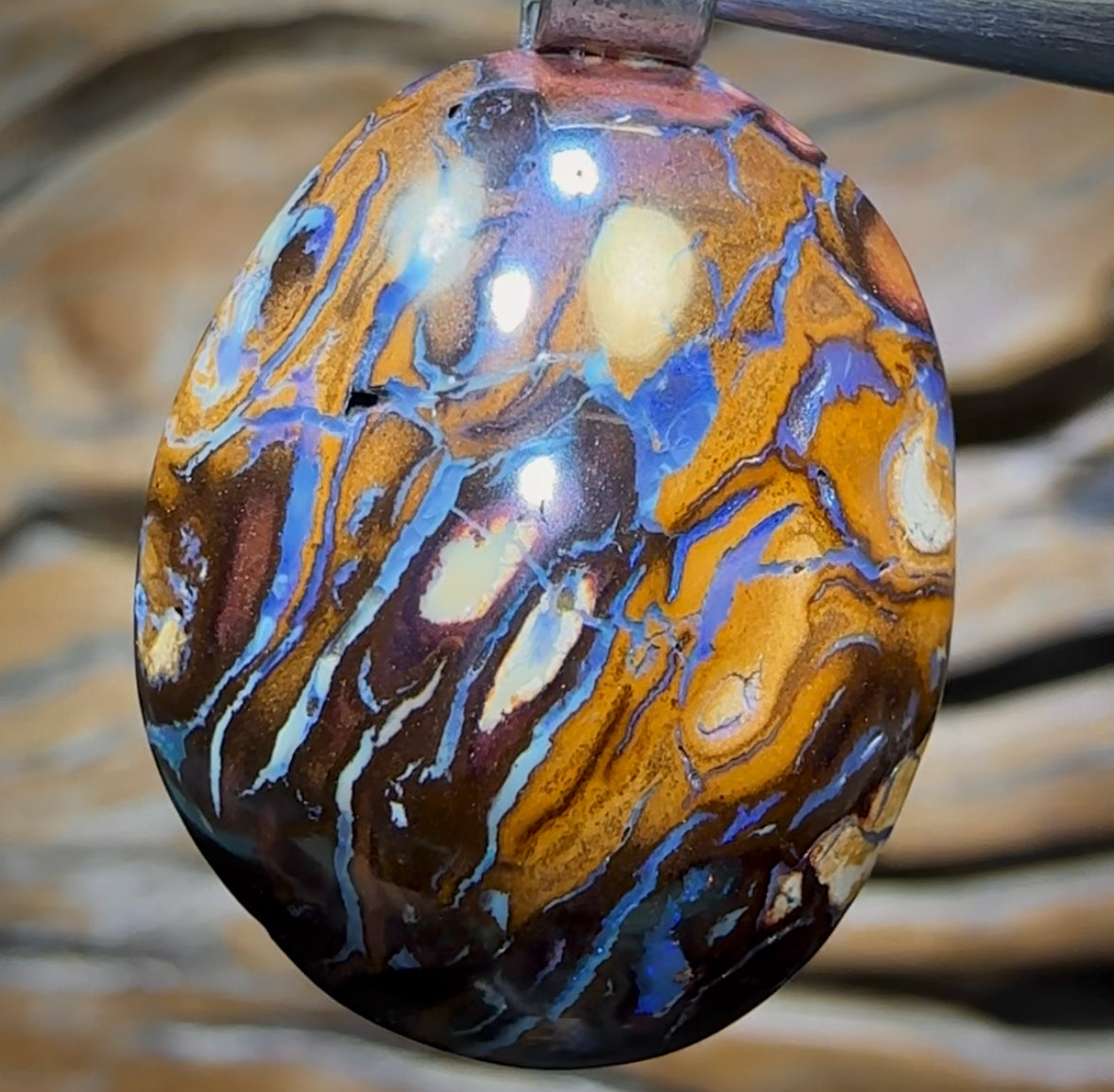 Solid Queensland Boulder Opal Pendant Awesome Wearable Tribal