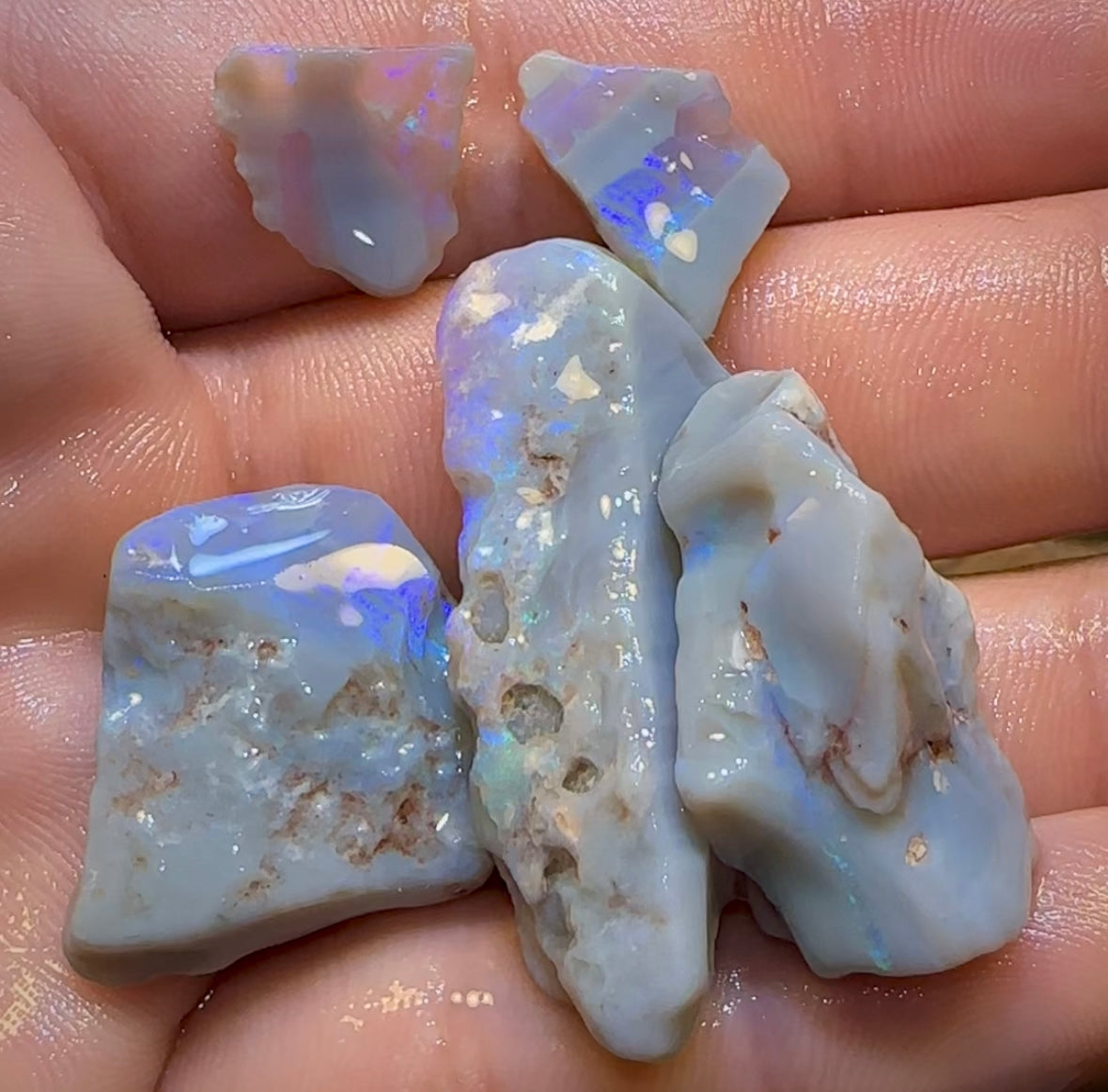 99.2cts - 5x Lightning Ridge Crystal and Dark Opal Rough Parcel - Opal Whisperers