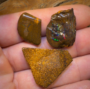 🔒74.8cts - 3x Queensland Boulder Opal Rubs. Bubble Band